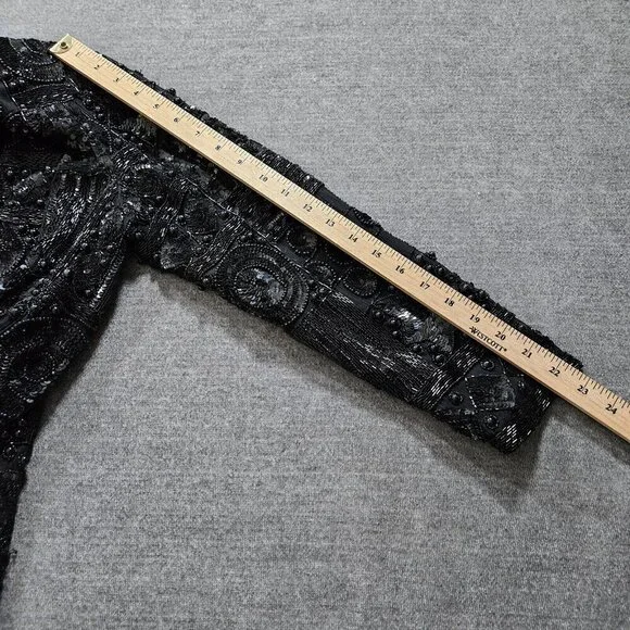 Joan Leslie Talbots Jacket Womens L Petite Black Top Sequins Beads Silk LS Vtg - Picture 5 of 16